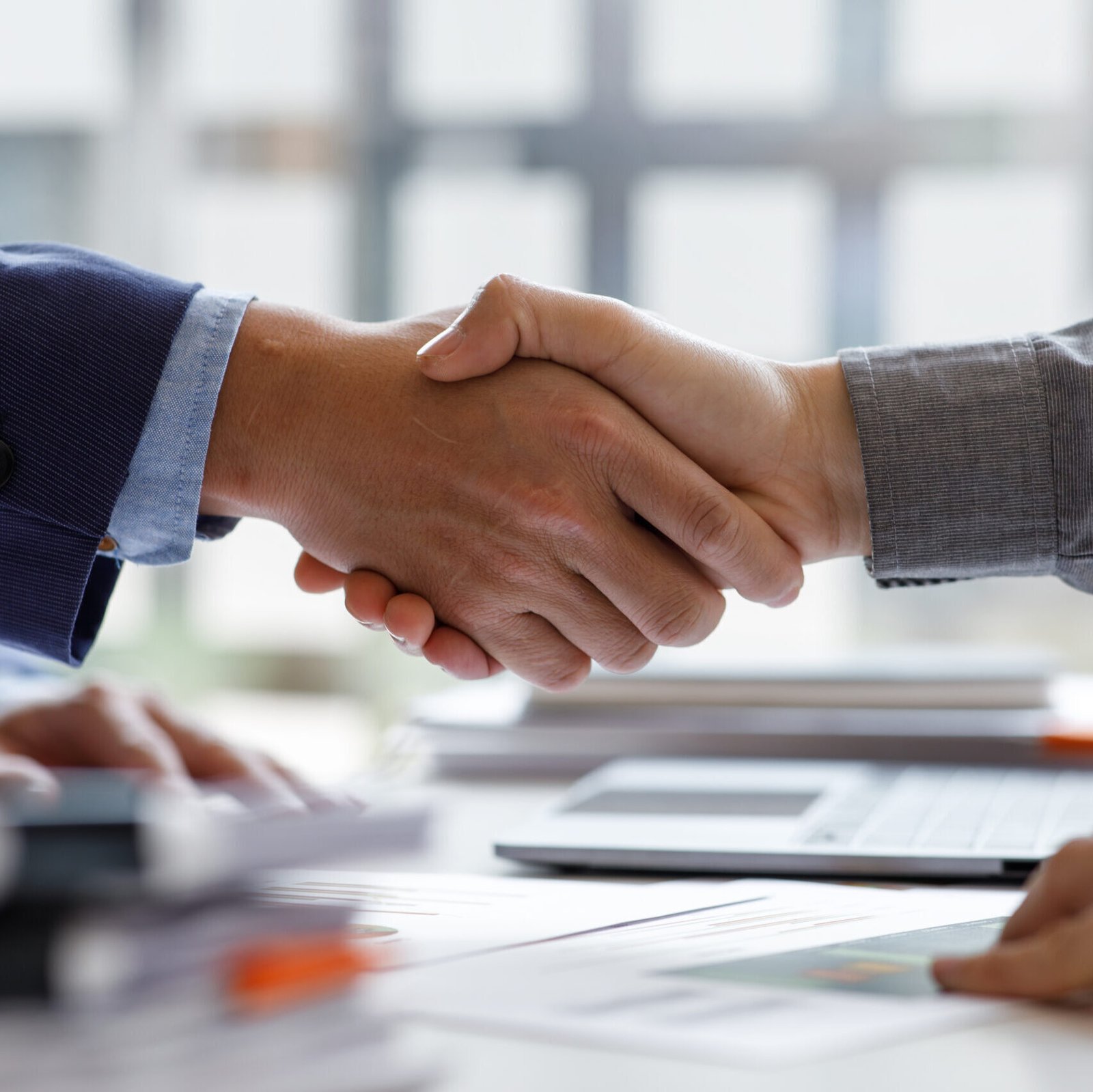 Financial Business handshake for teamwork of business merger and